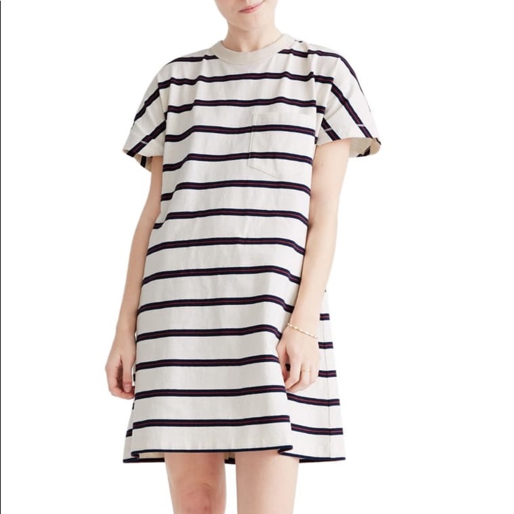 Madewell tomboy stripe pocket t-shirt dress XS